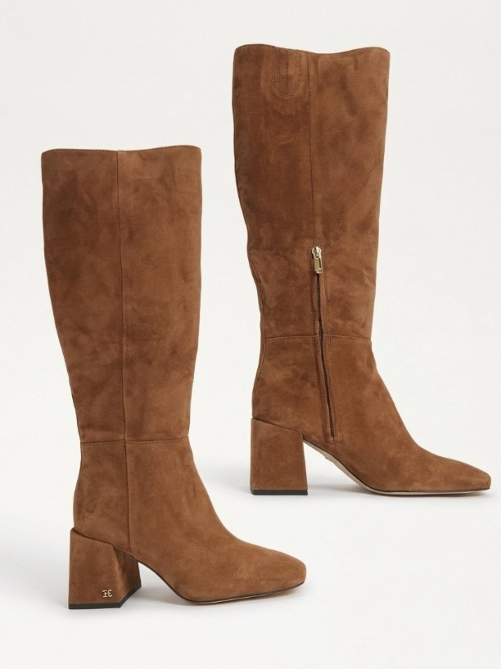 Sam Edelman Sylvia Suede Knee High Boots Brown Block Heel Size 6.5